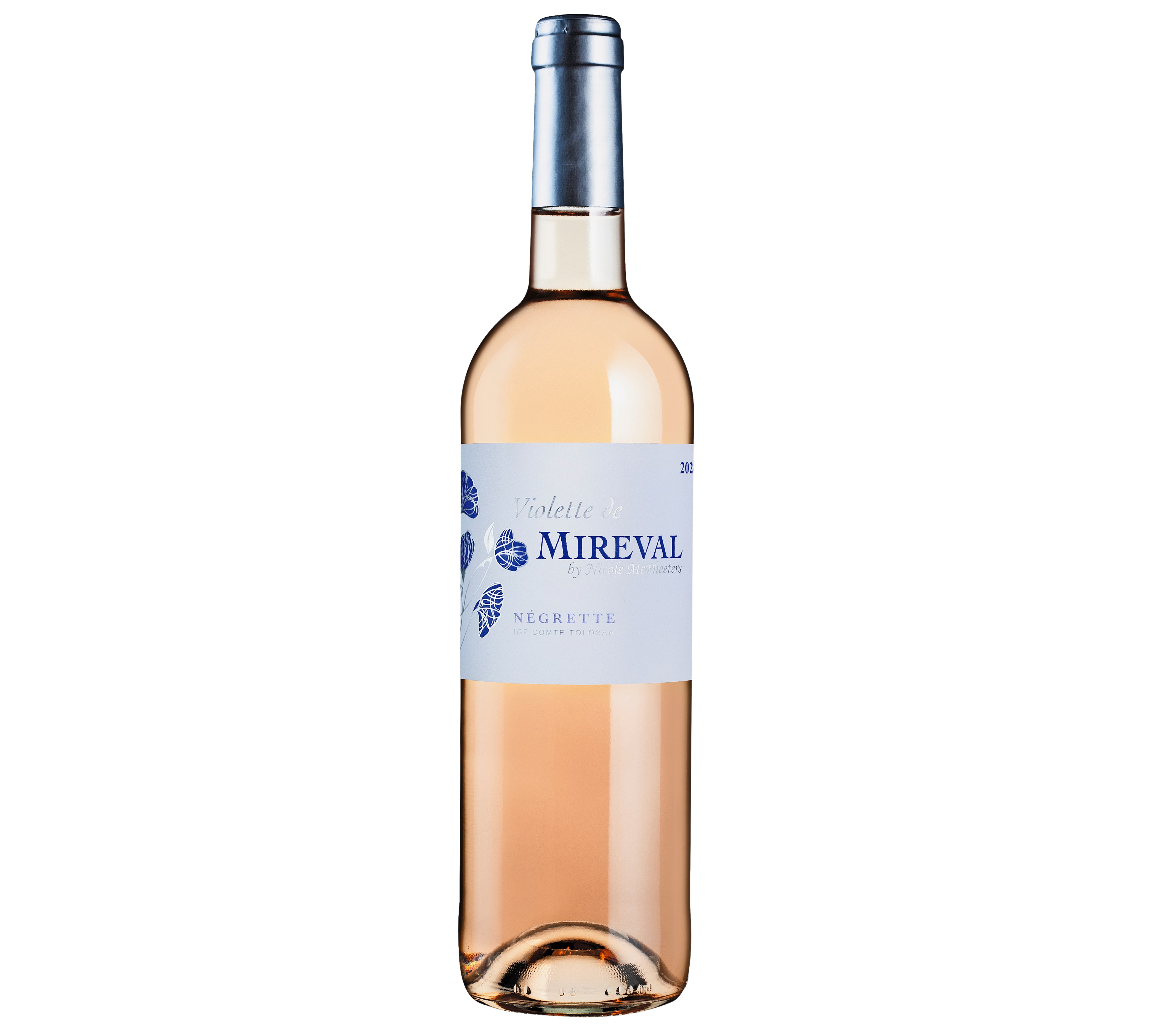 Bottle of Mireval Violette Rosé wine.