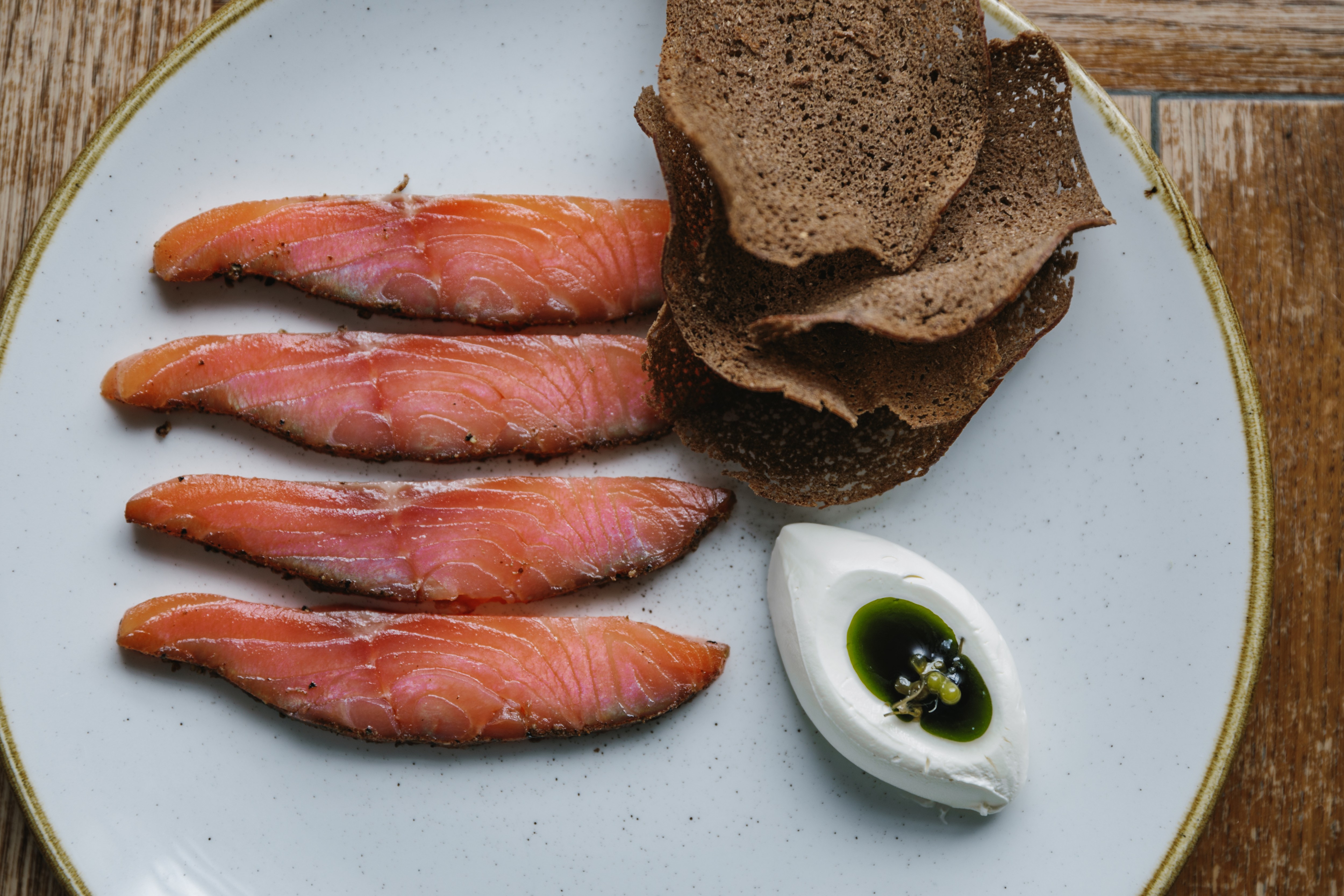 Barry Fish's seafood dishes and open kitchen.