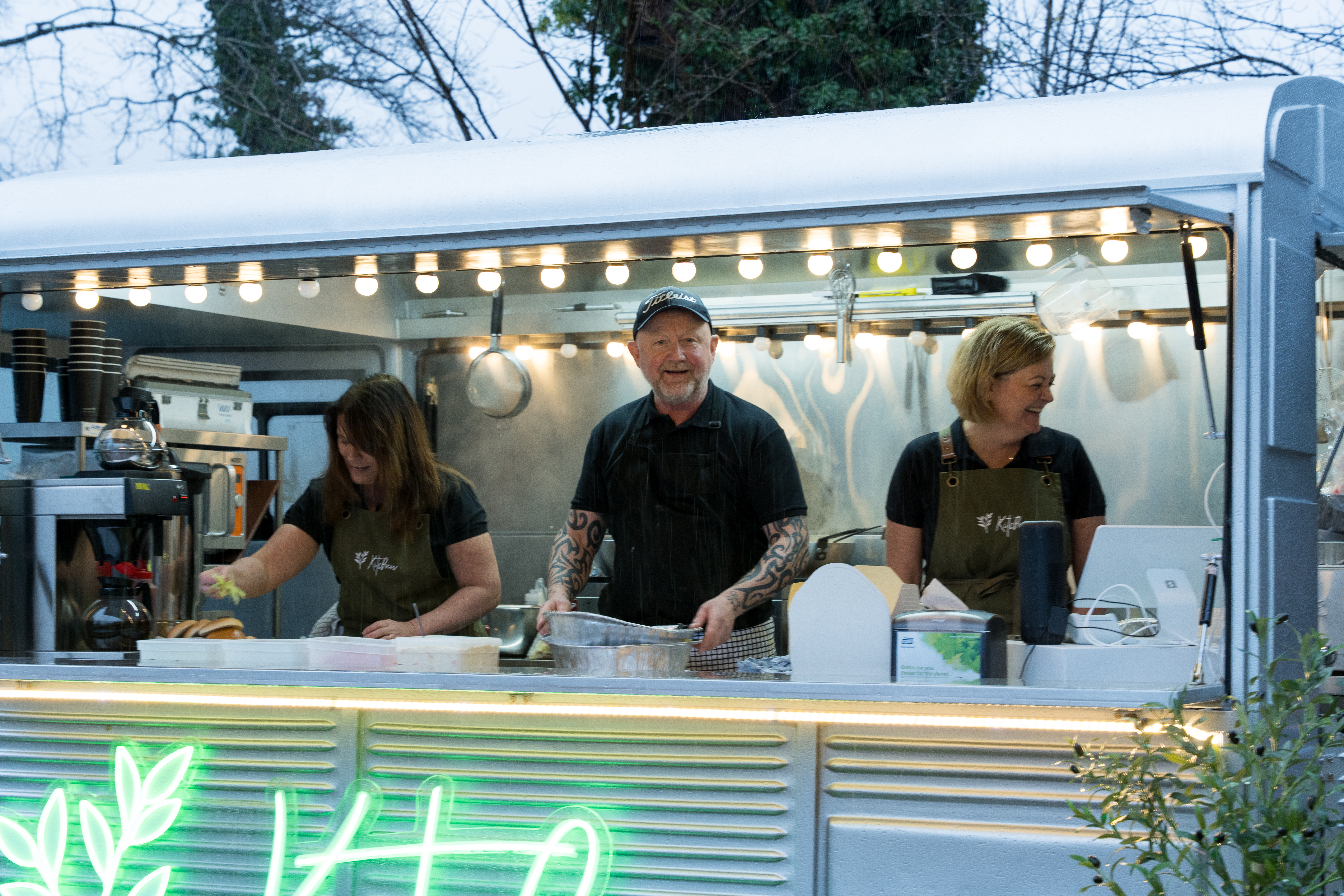 Food truck preparing a seafood boil.